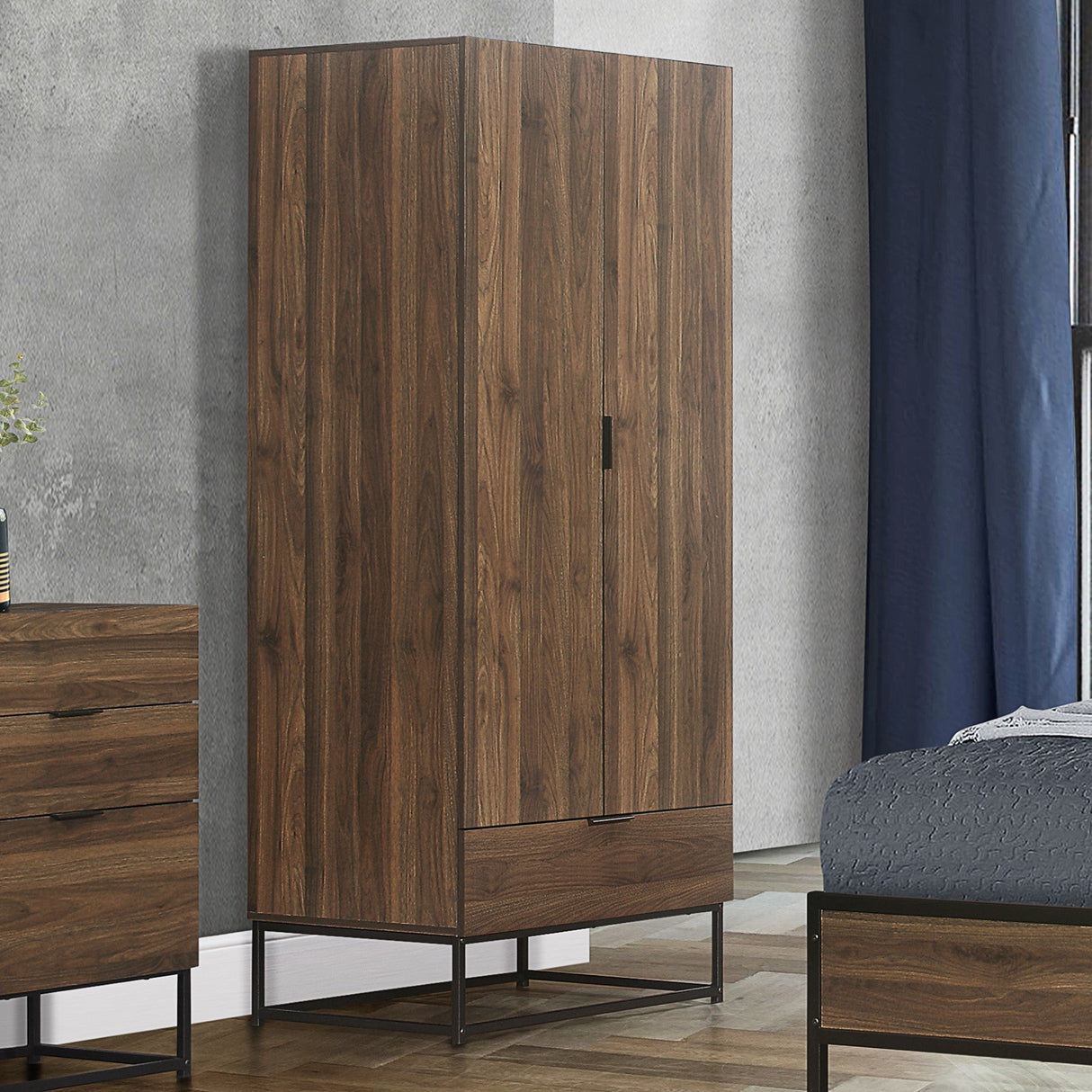 Houston 2 Door 1 Drawer Wardrobe - Birlea
