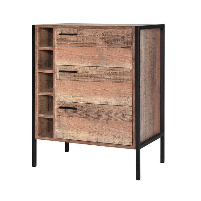 Hoxton Rustic 3 Drawer Wine Cabinet - LPD