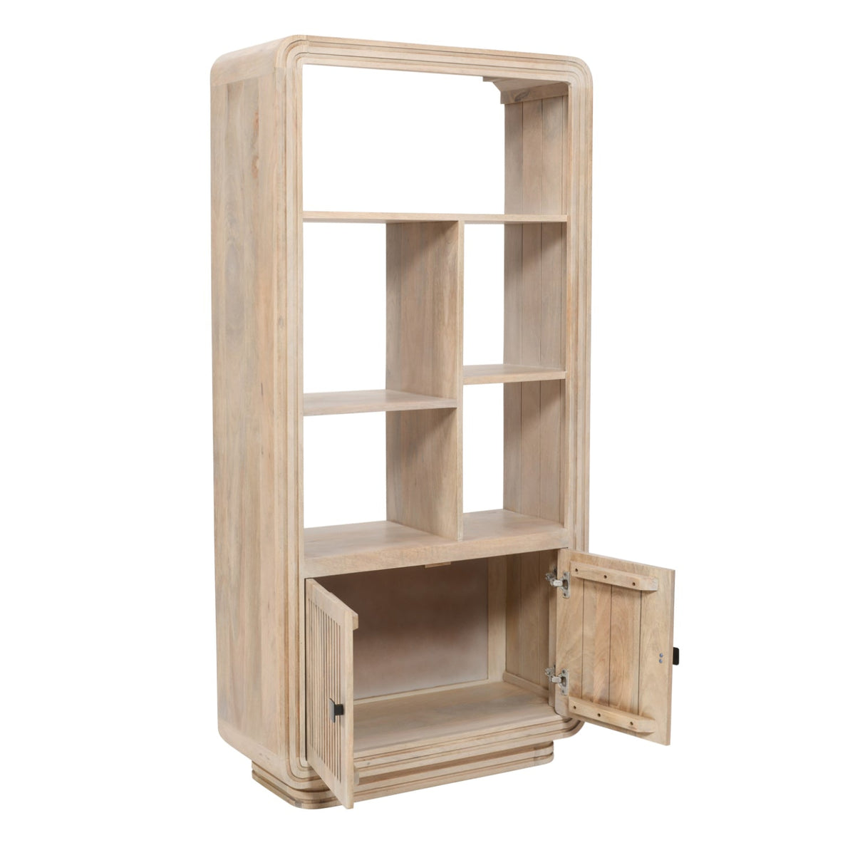 Hudson Carved Mango Wood 2 Door Bookcase - Indian Hub