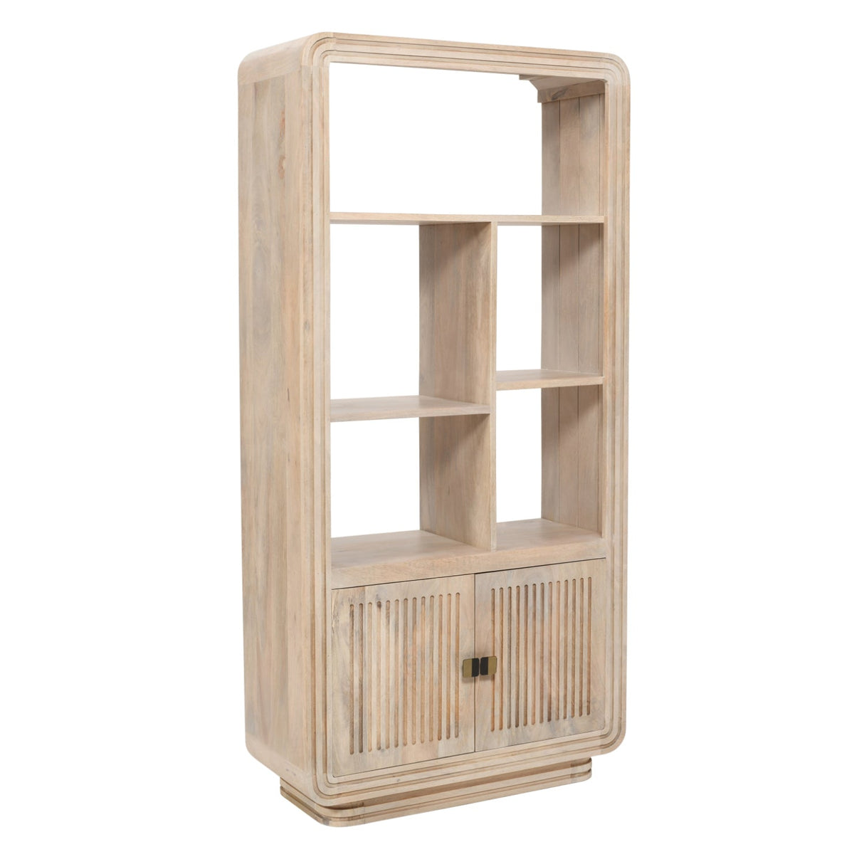 Hudson Carved Mango Wood 2 Door Bookcase - Indian Hub