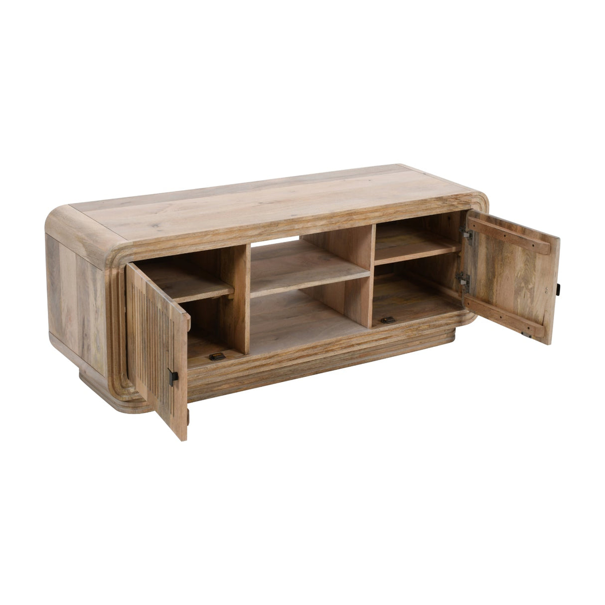 Hudson Carved Mango Wood 2 Door TV Unit - Indian Hub