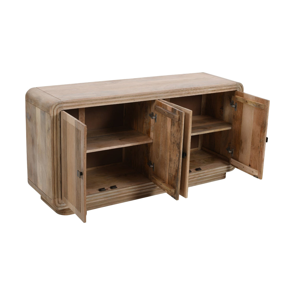 Hudson Carved Mango Wood 4 Door Sideboard - Indian Hub