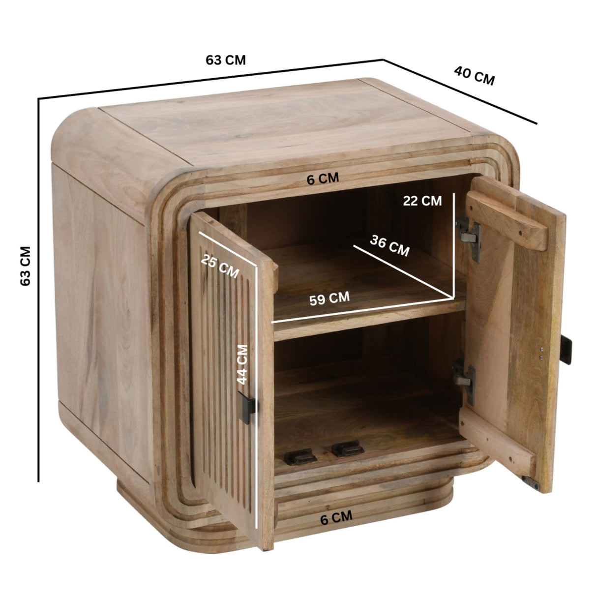 Hudson Carved Mango Wood Mini 2 Door Sideboard - Indian Hub