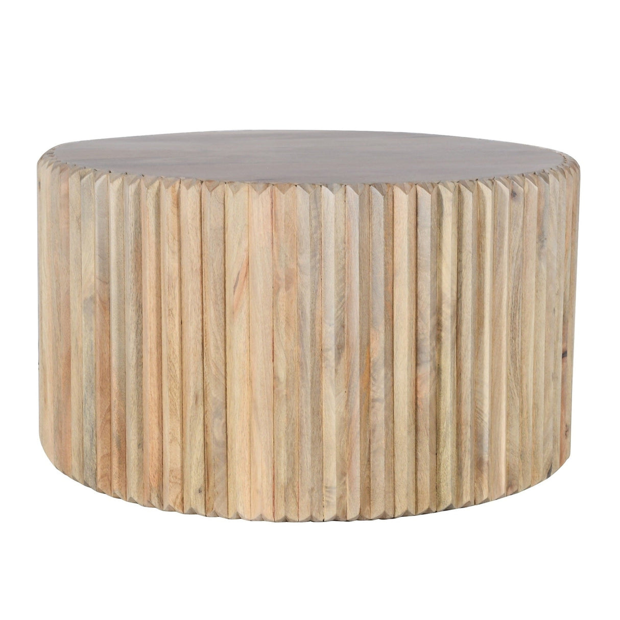 Hudson Carved Mango Wood Round Coffee Table - Indian Hub