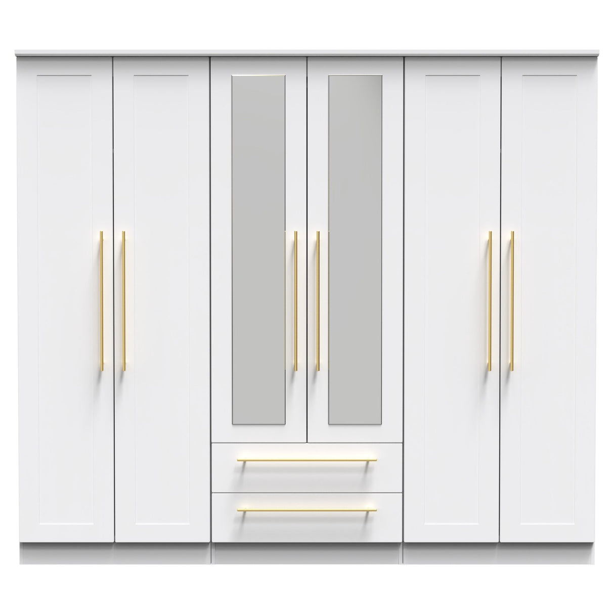 Haworth Tall 6 Door 2 Drawer Mirrored Wardrobe