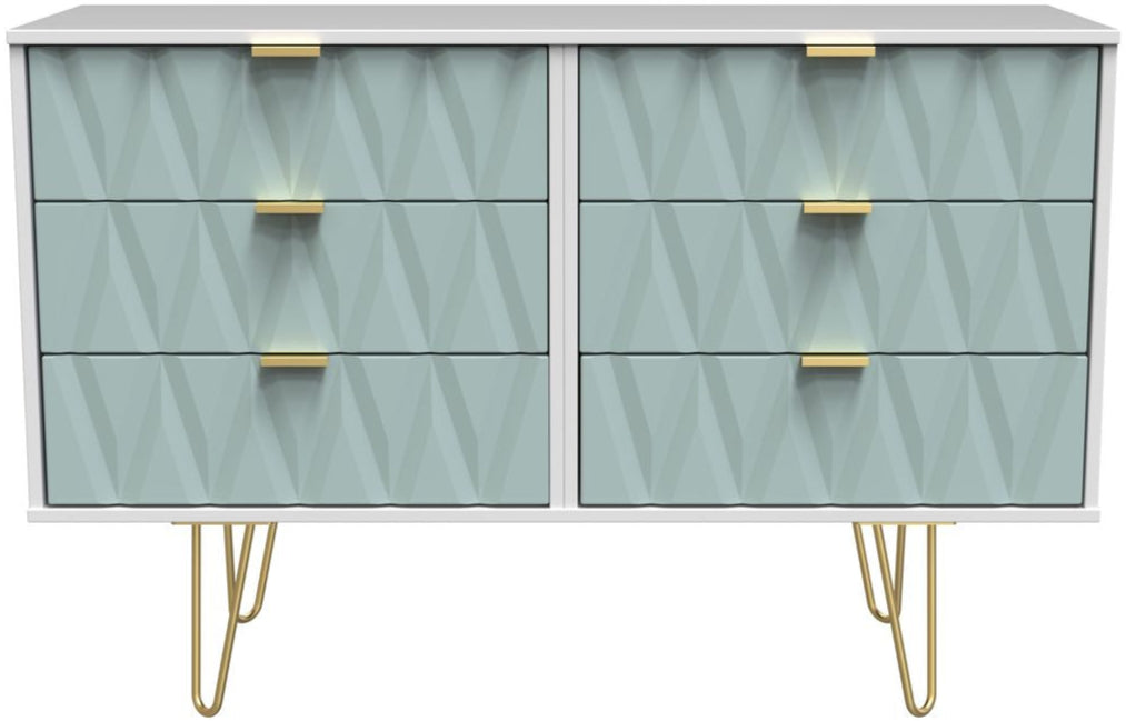 Diamond 6 Drawer Midi Chest with Gold Hairpin Legs