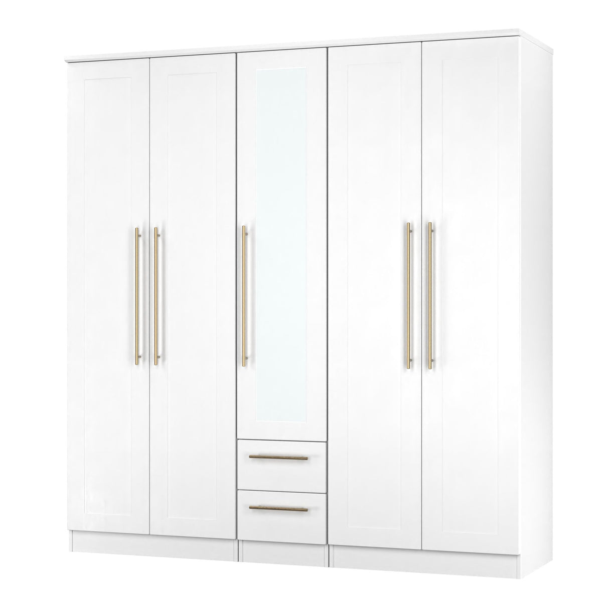 Haworth Tall 5 Door 2 Drawer Mirrored Wardrobe