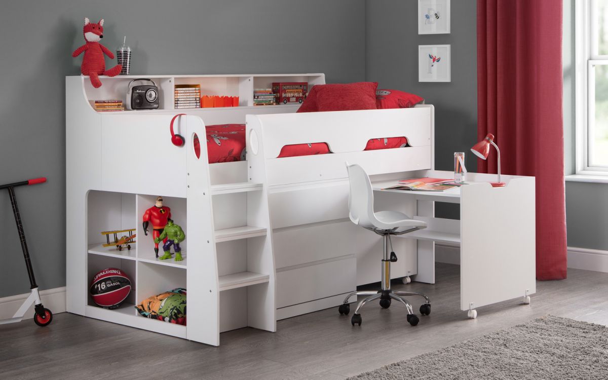 Jupiter Mid Sleeper Bed Frame with Desk - Julian Bowen