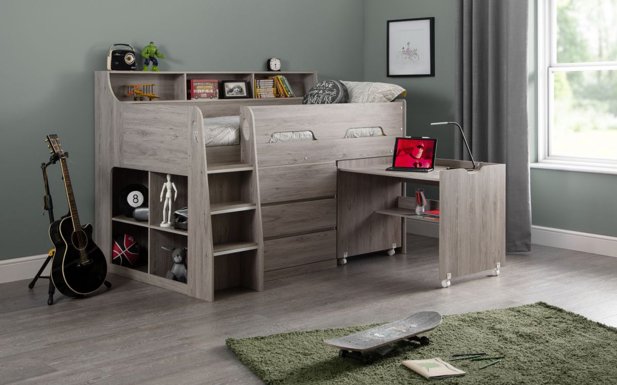 Jupiter Mid Sleeper Bed Frame with Desk - Julian Bowen