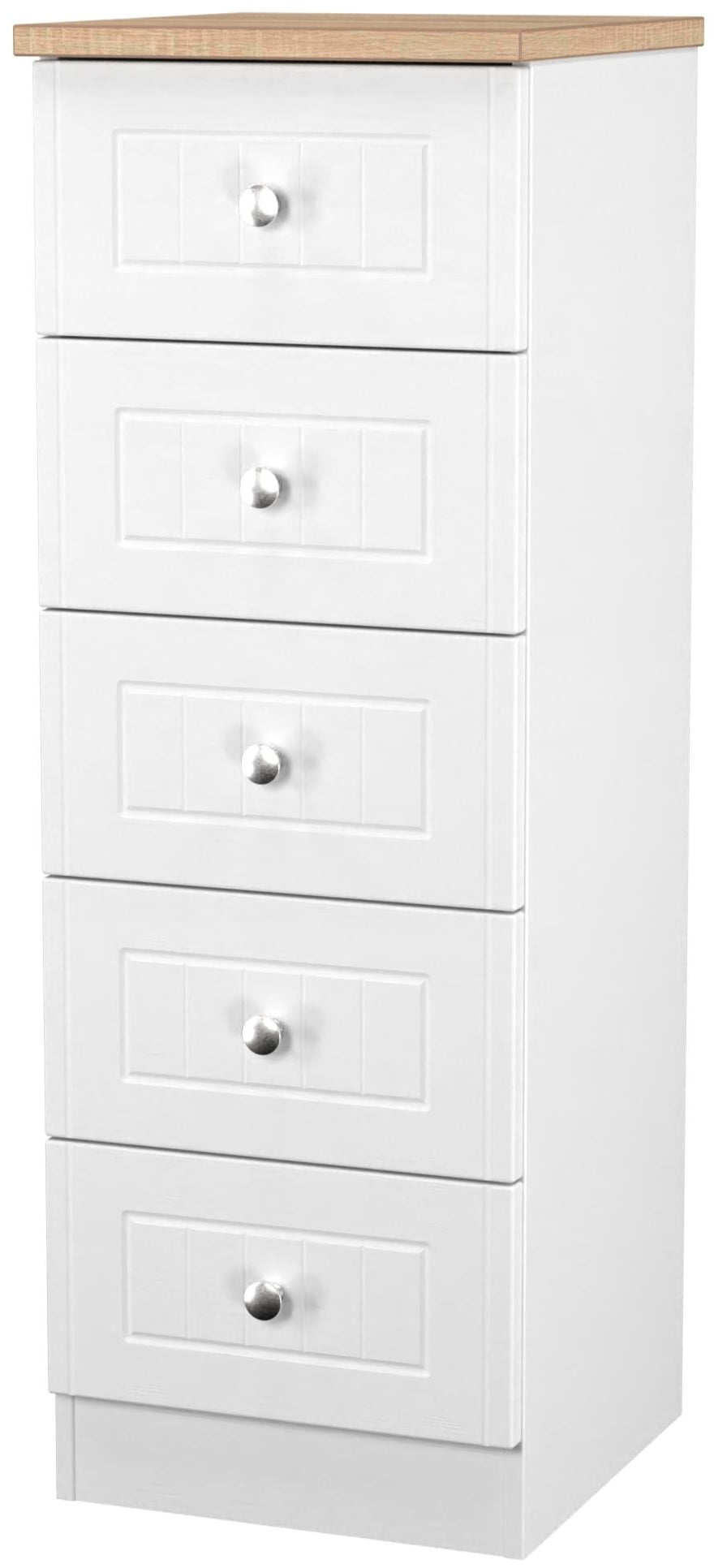 Vienna 5 Drawer Tallboy Drawer Chest with Oak Top