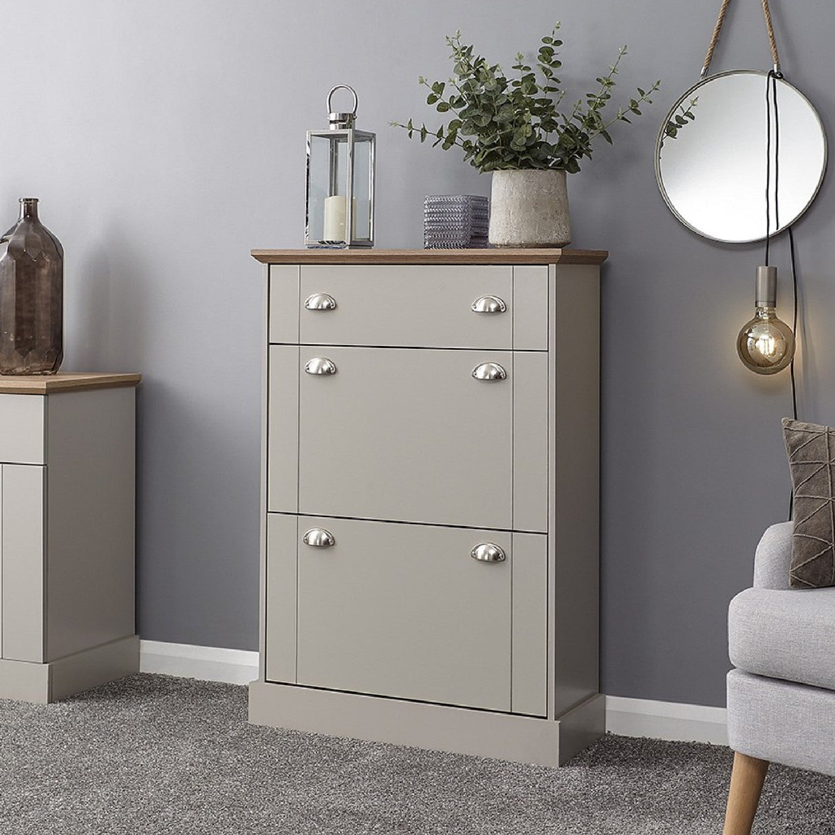 Kendal 2 Door 1 Drawer Deluxe Shoe Cabinet - GFW