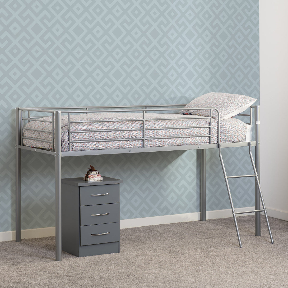 Kora 3ft Single Mid Sleeper Metal Bed Frame - Seconique