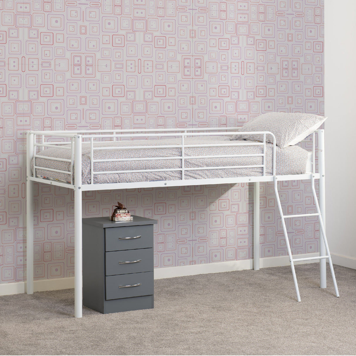 Kora 3ft Single Mid Sleeper Metal Bed Frame - Seconique
