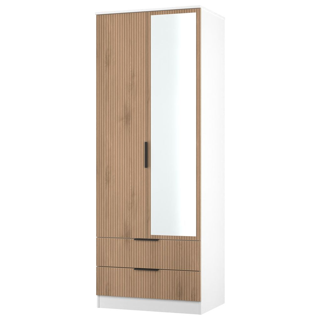 Java Tall Mirrored 2 Drawer 2 Door Double Wardrobe