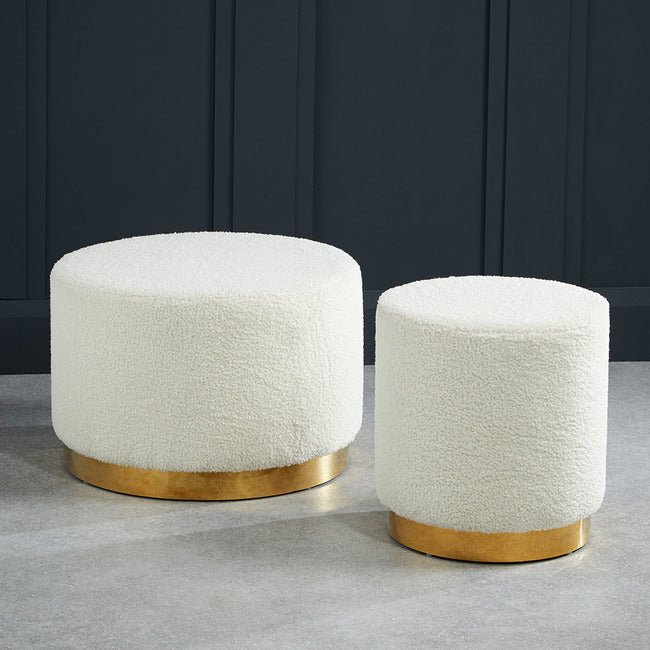 Lara Large White Teddy Pouffe - LPD