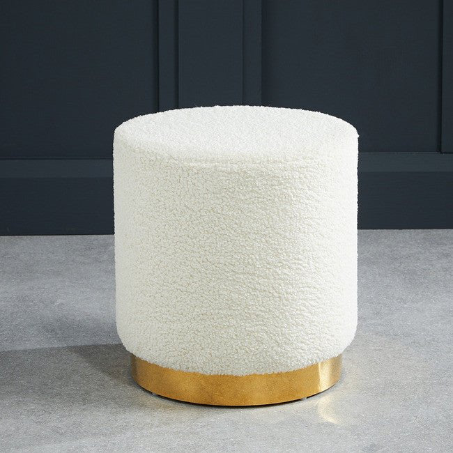 Lara White Teddy Pouffe - LPD