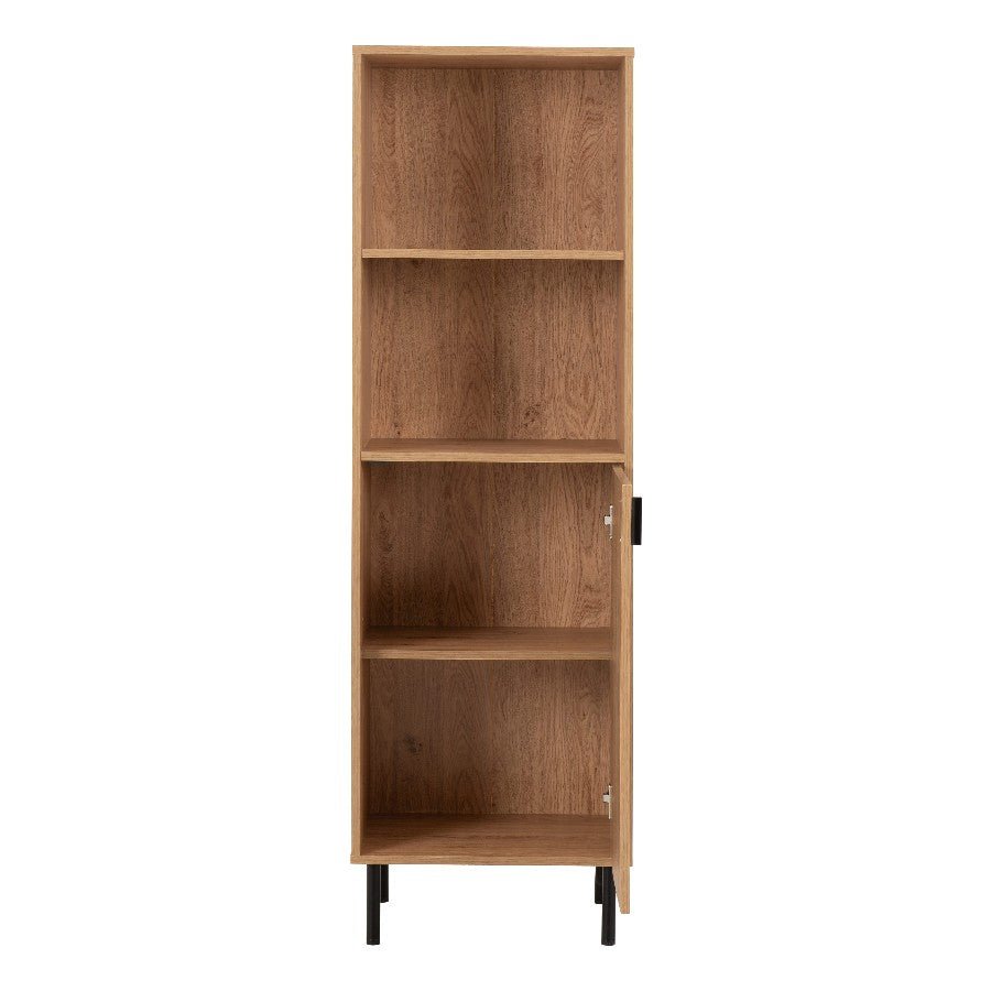 Leon Herringbone Retro 1 Door 2 Shelf Cabinet - Seconique