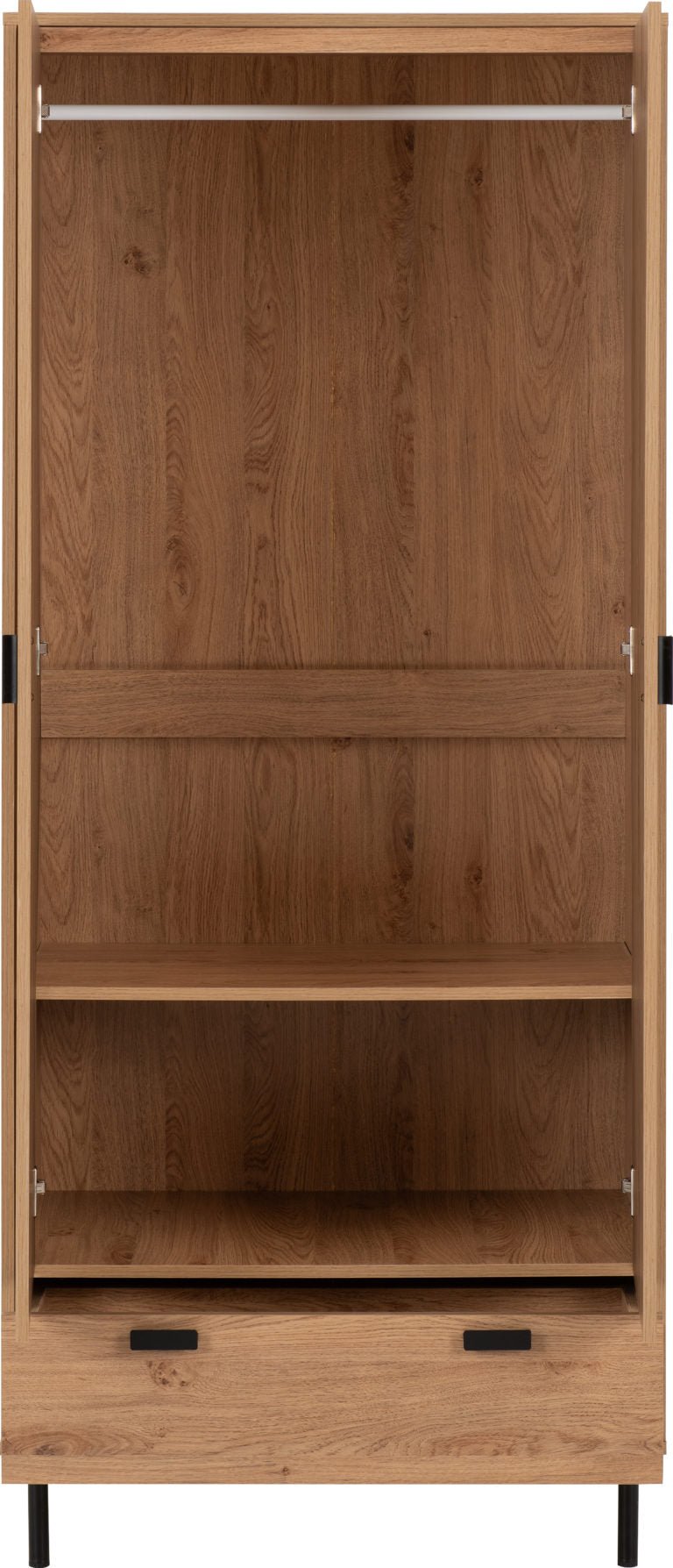 Leon Herringbone Retro 2 Door 1 Drawer Wardrobe - Seconique