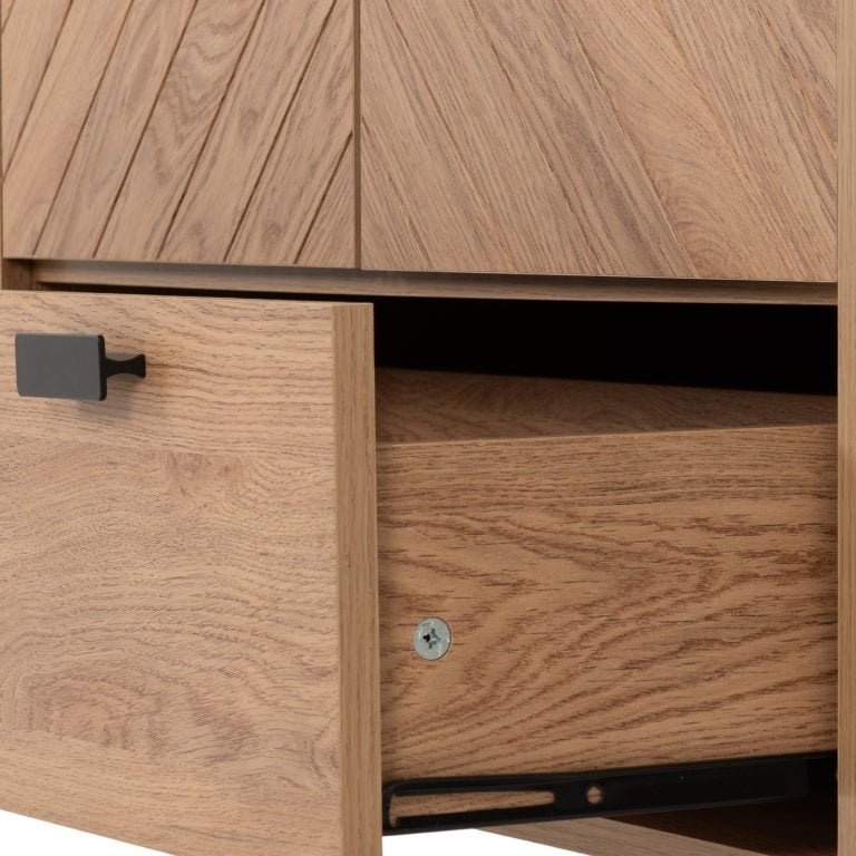 Leon Herringbone Retro 2 Door 1 Drawer Wardrobe - Seconique