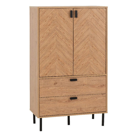 Leon Herringbone Retro 2 Door 2 Drawer Cabinet - Seconique