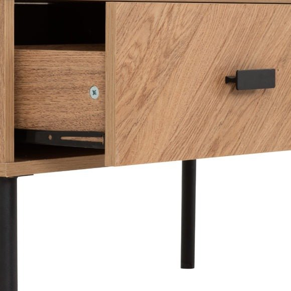 Leon Herringbone Retro 2 Drawer Coffee Table - Seconique