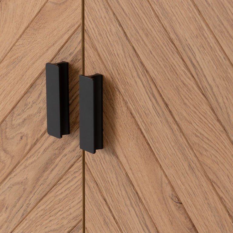 Leon Herringbone Retro 3 Door 2 Drawer Wardrobe - Seconique