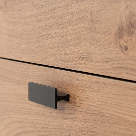 Leon Herringbone Retro 5 Drawer Narrow Chest - Seconique