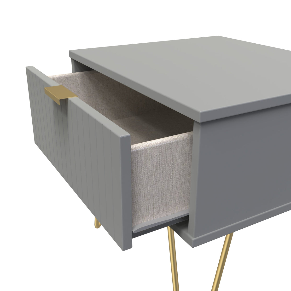 Linear 1 Drawer Bedside Cabinet with Gold Hairpin Legs - Welcome Furniture