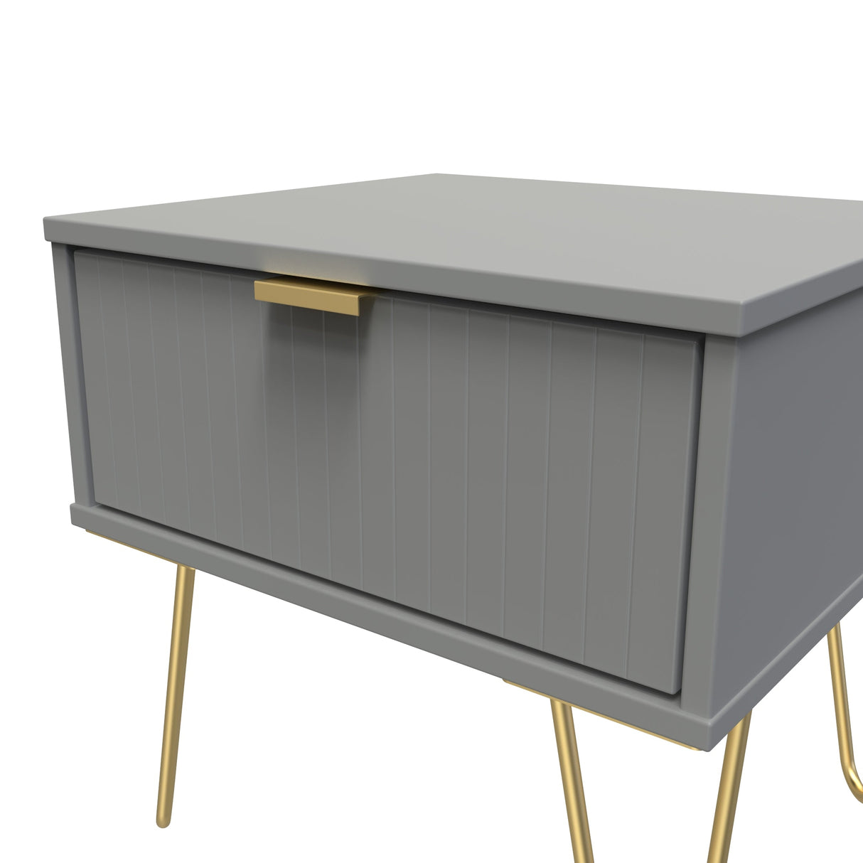 Linear 1 Drawer Bedside Cabinet with Gold Hairpin Legs - Welcome Furniture