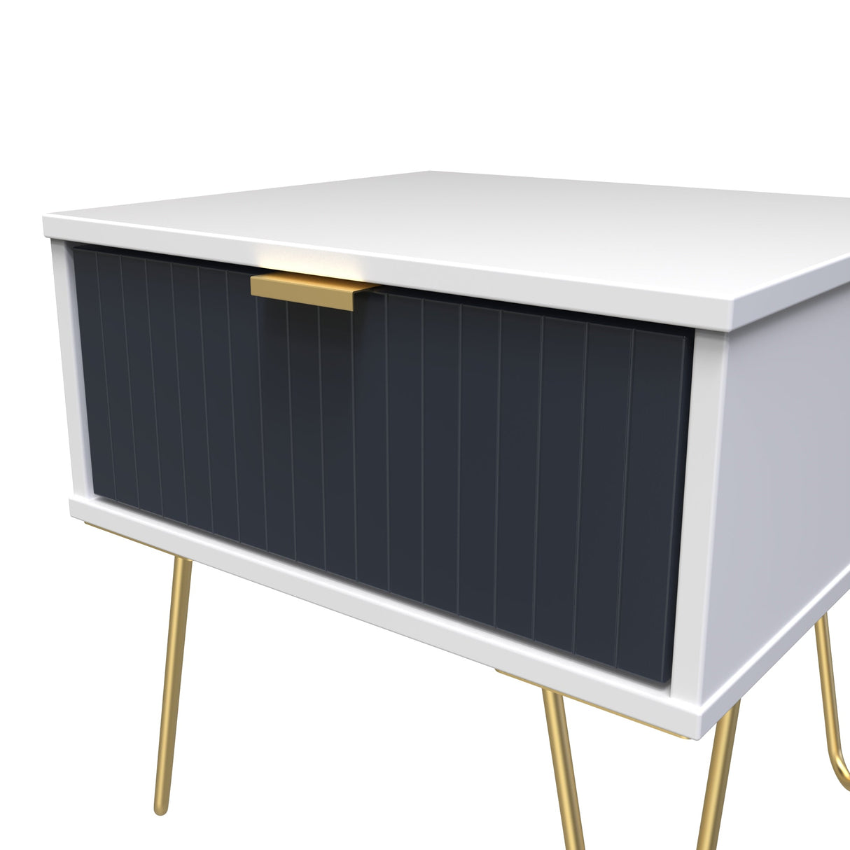 Linear 1 Drawer Bedside Cabinet with Gold Hairpin Legs - Welcome Furniture