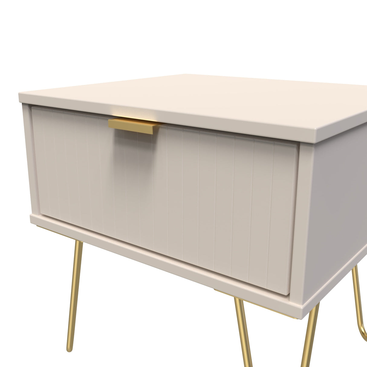 Linear 1 Drawer Bedside Cabinet with Gold Hairpin Legs - Welcome Furniture
