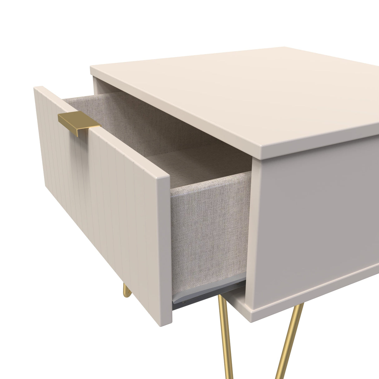 Linear 1 Drawer Bedside Cabinet with Gold Hairpin Legs - Welcome Furniture