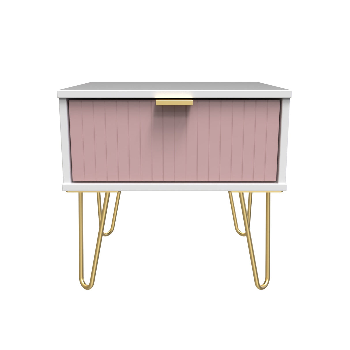 Linear 1 Drawer Bedside Cabinet with Gold Hairpin Legs - Welcome Furniture