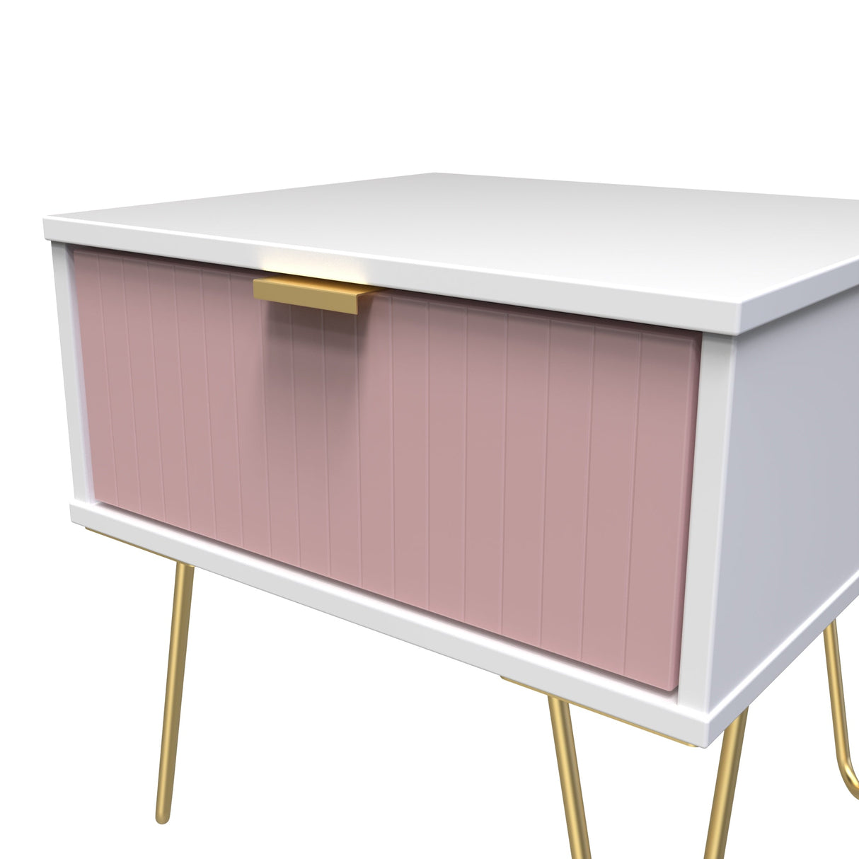 Linear 1 Drawer Bedside Cabinet with Gold Hairpin Legs - Welcome Furniture
