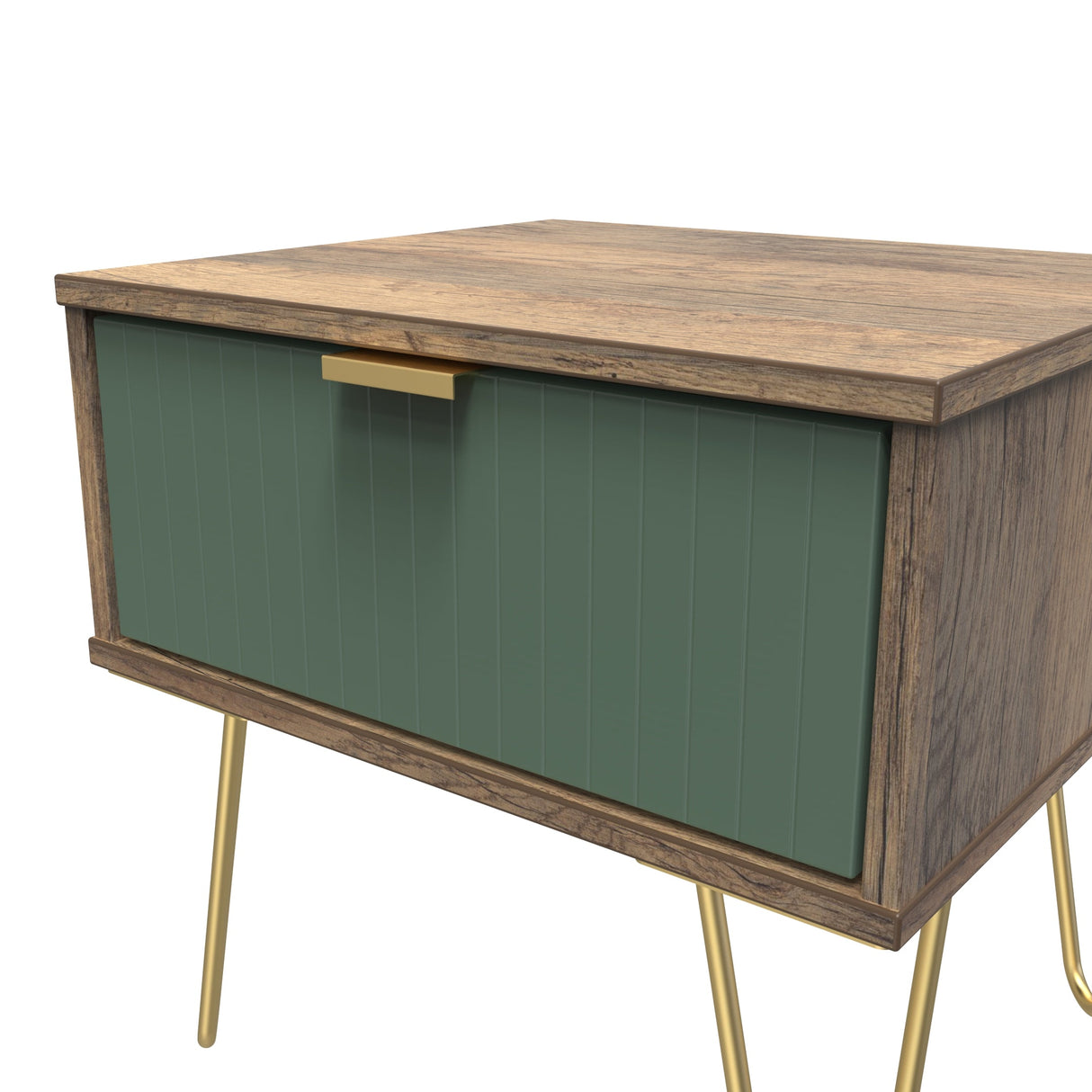 Linear 1 Drawer Bedside Cabinet with Gold Hairpin Legs - Welcome Furniture