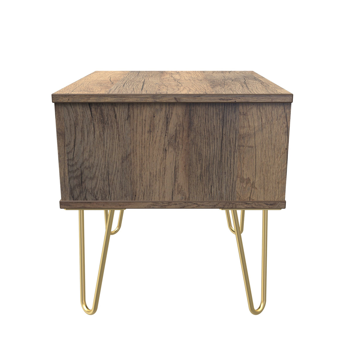 Linear 1 Drawer Bedside Cabinet with Gold Hairpin Legs - Welcome Furniture