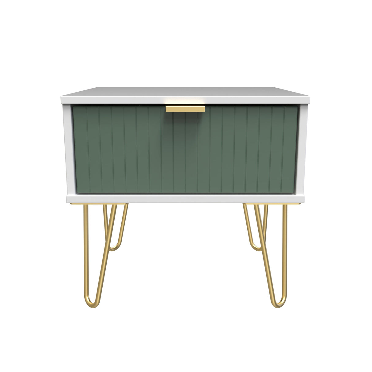 Linear 1 Drawer Bedside Cabinet with Gold Hairpin Legs - Welcome Furniture