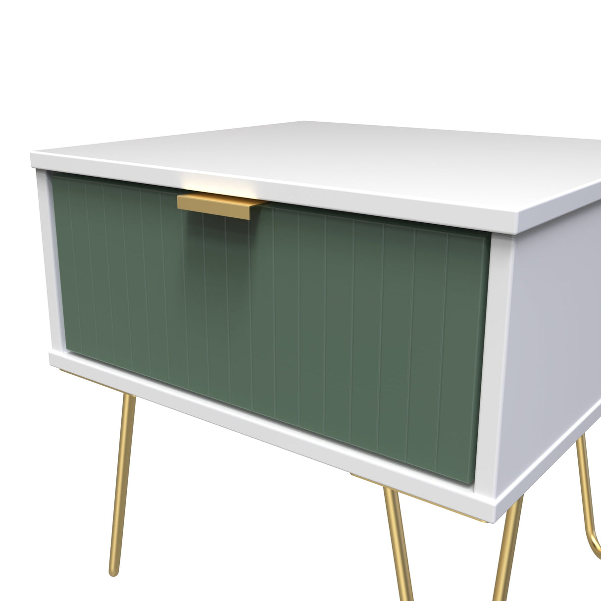 Linear 1 Drawer Bedside Cabinet with Gold Hairpin Legs - Welcome Furniture