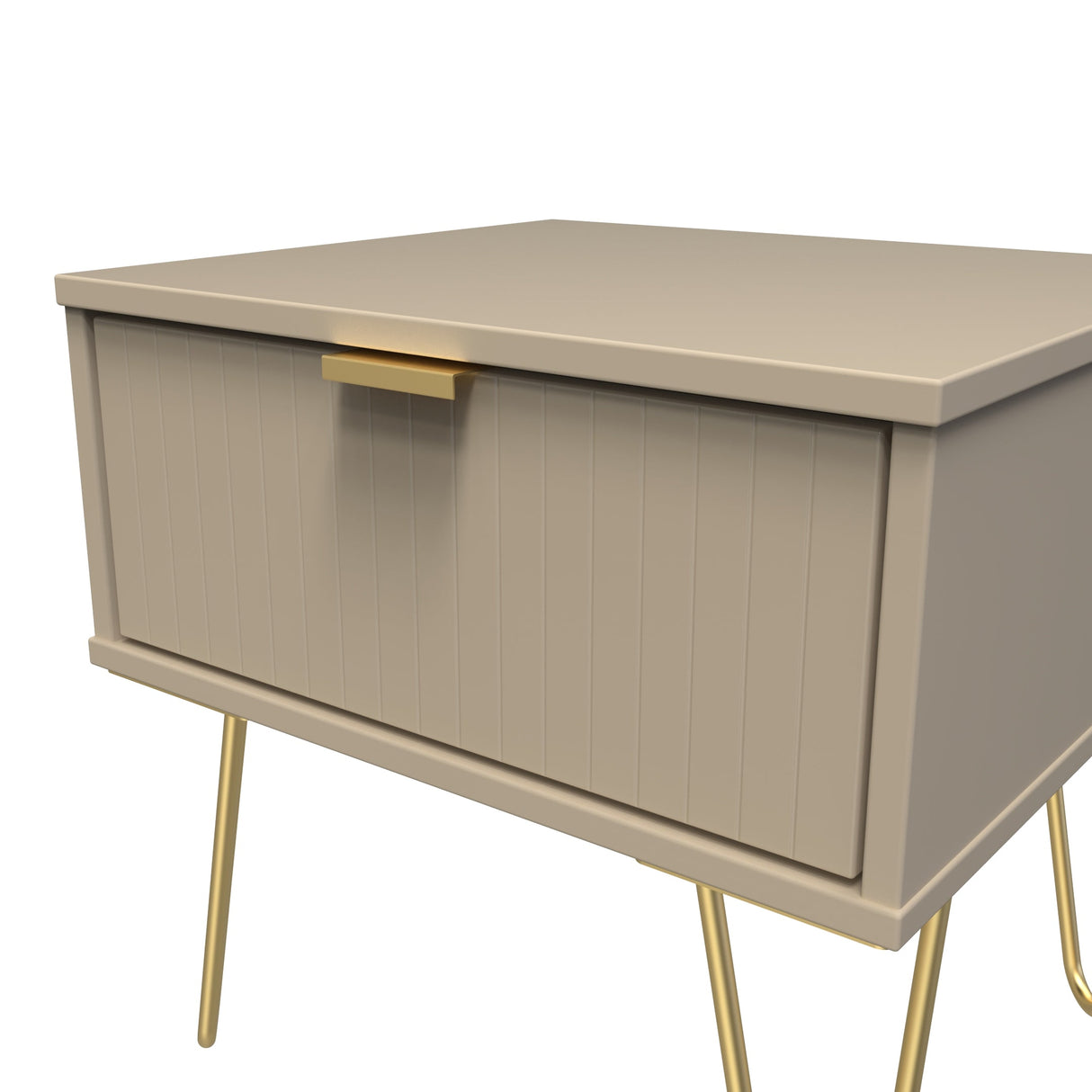 Linear 1 Drawer Bedside Cabinet with Gold Hairpin Legs - Welcome Furniture