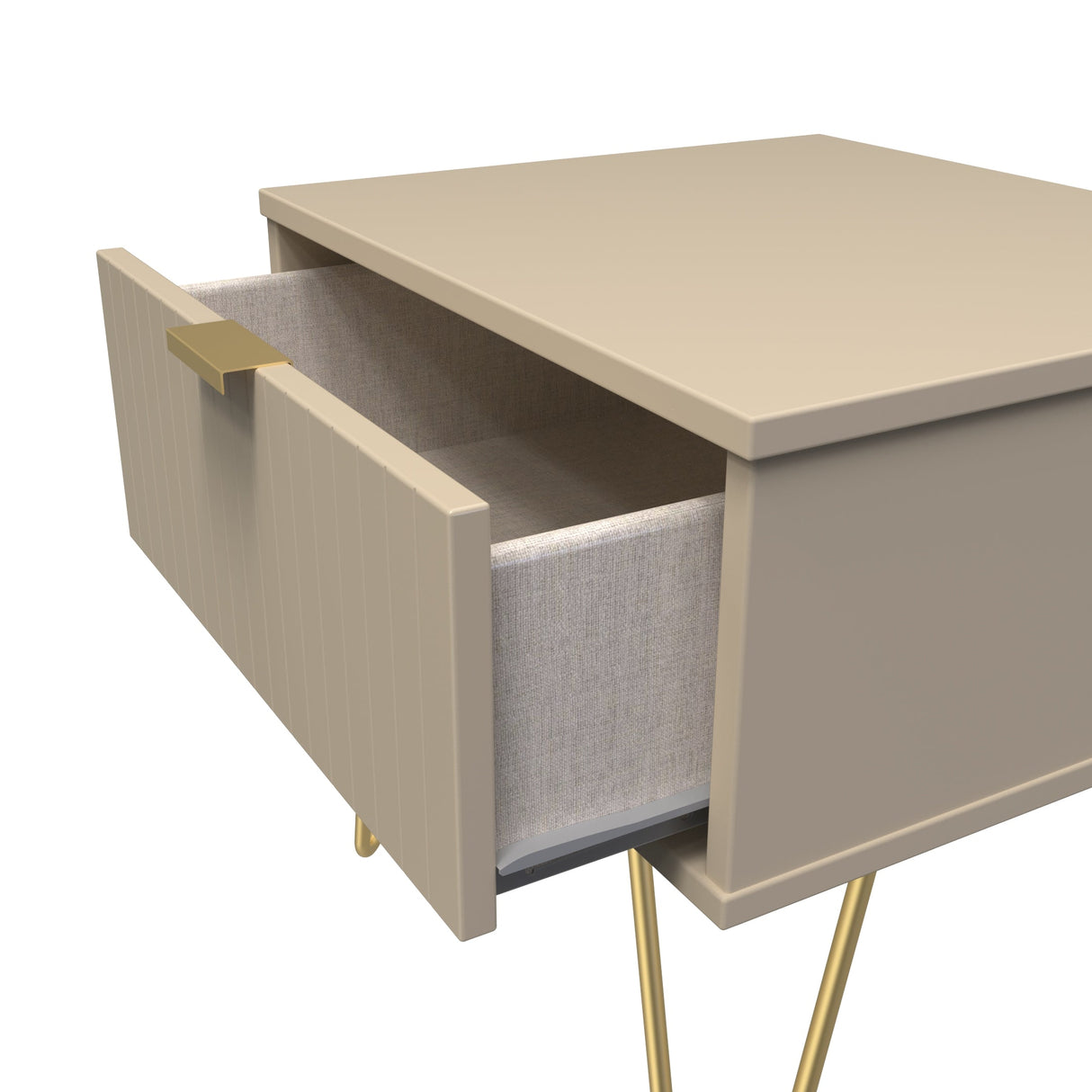 Linear 1 Drawer Bedside Cabinet with Gold Hairpin Legs - Welcome Furniture