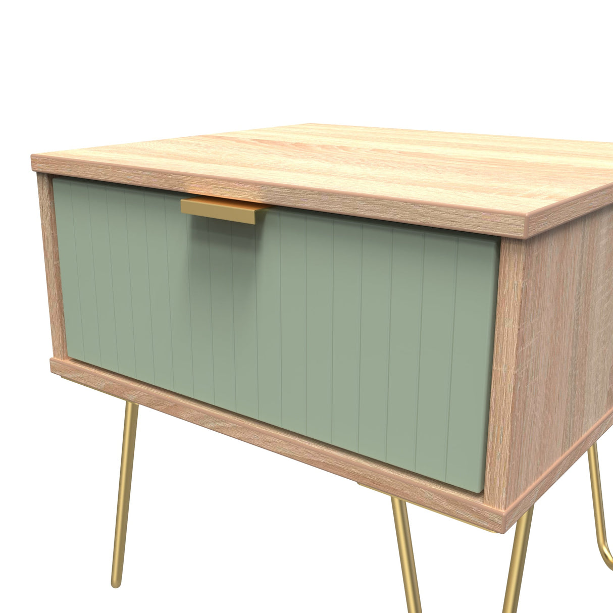 Linear 1 Drawer Bedside Cabinet with Gold Hairpin Legs - Welcome Furniture