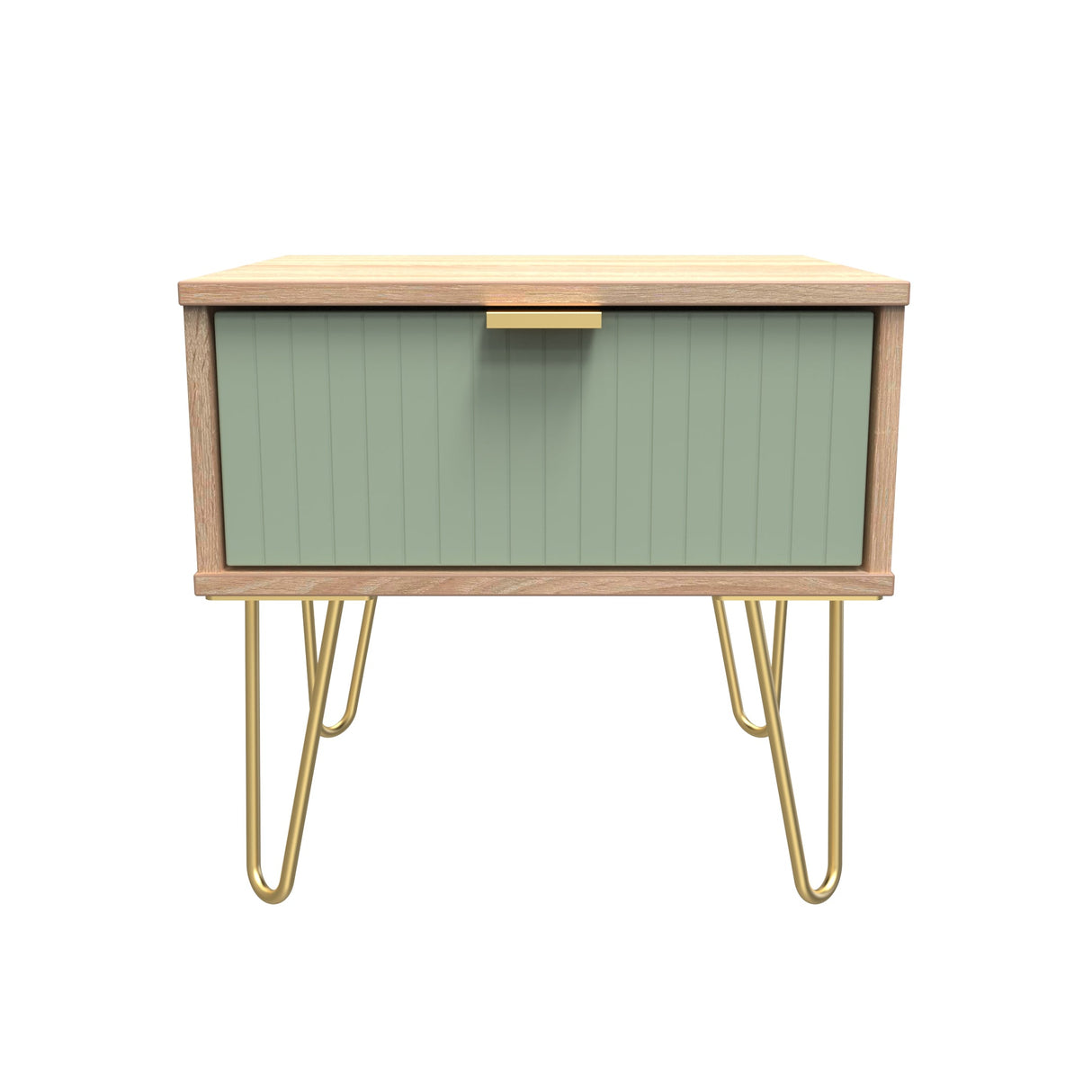 Linear 1 Drawer Bedside Cabinet with Gold Hairpin Legs - Welcome Furniture