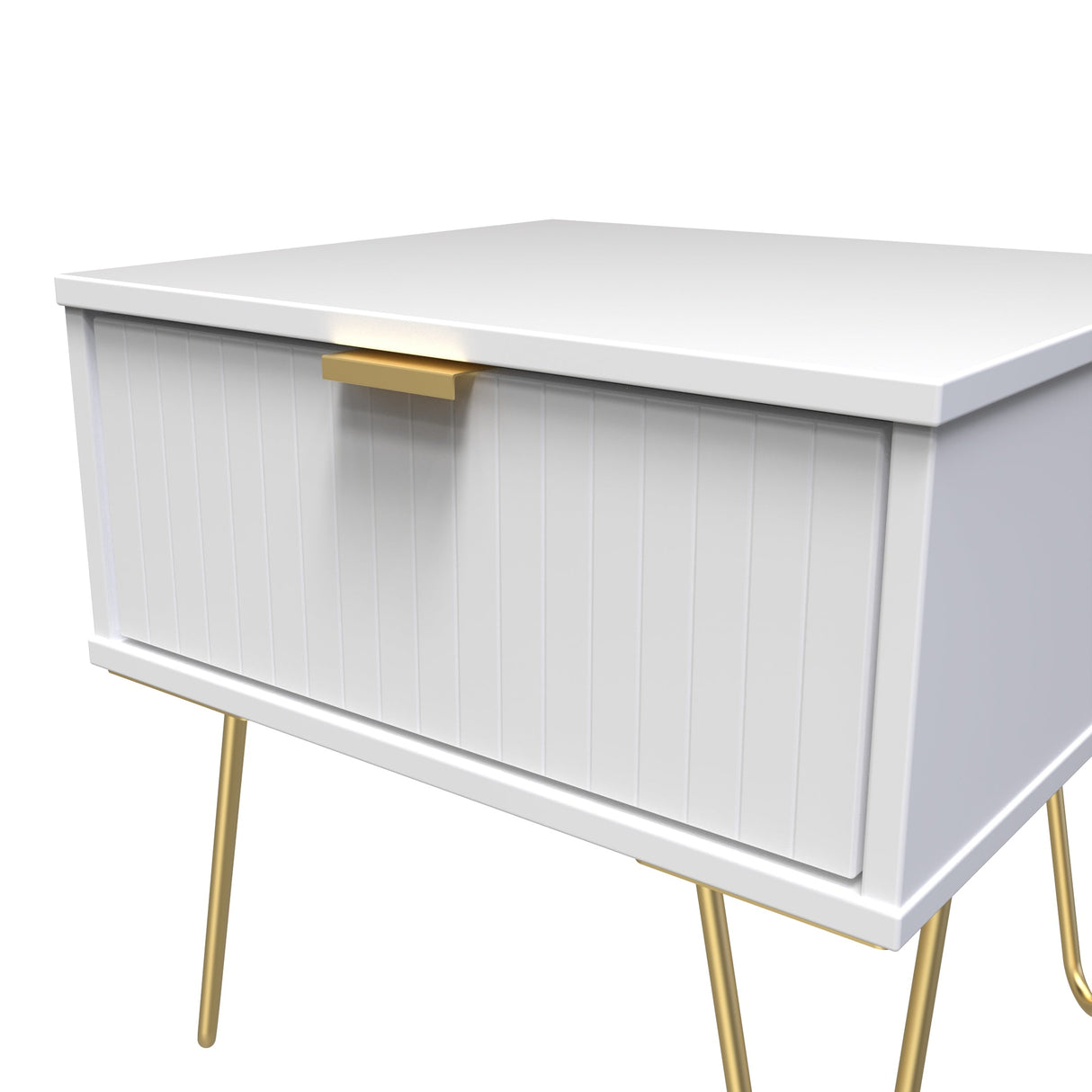 Linear 1 Drawer Bedside Cabinet with Gold Hairpin Legs - Welcome Furniture
