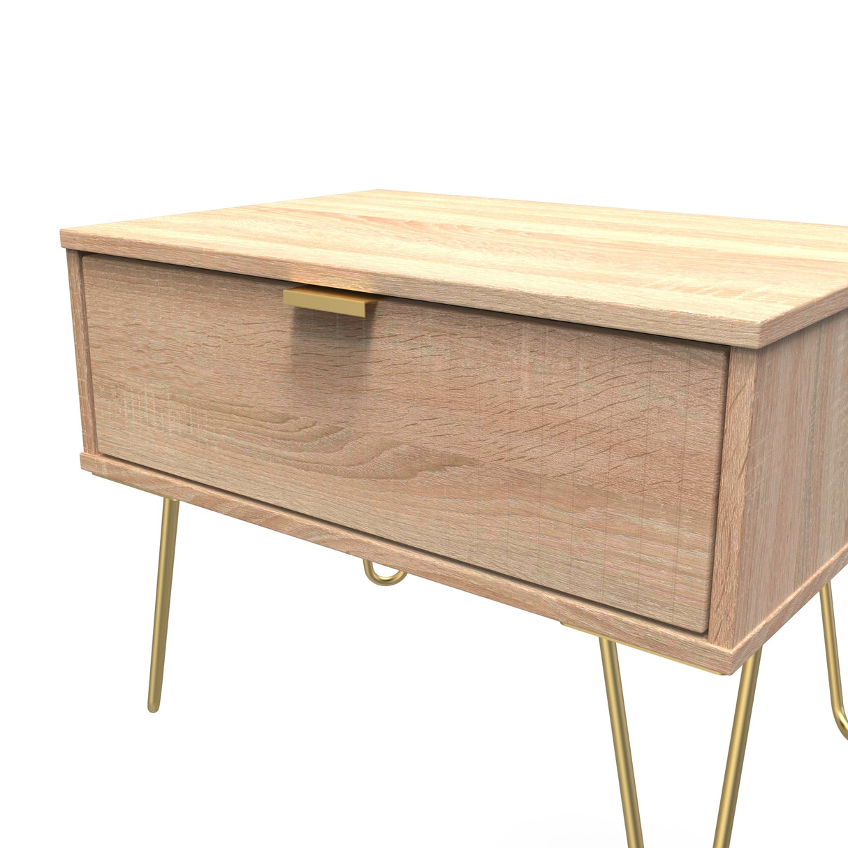 Linear 1 Drawer Midi Chest with Gold Hairpin Legs - Welcome Furniture