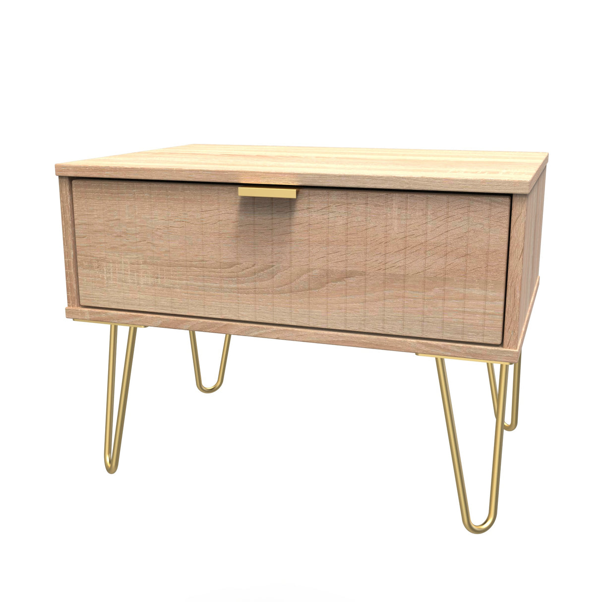 Linear 1 Drawer Midi Chest with Gold Hairpin Legs - Welcome Furniture
