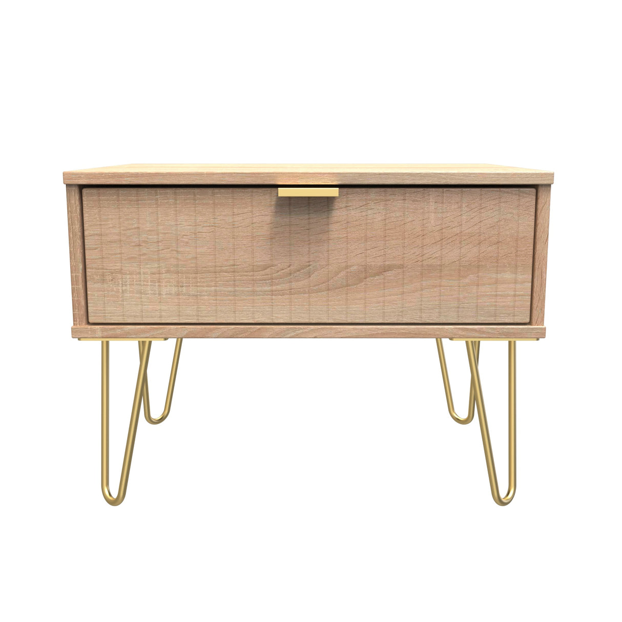 Linear 1 Drawer Midi Chest with Gold Hairpin Legs - Welcome Furniture