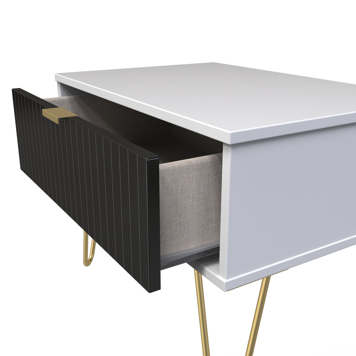 Linear 1 Drawer Midi Chest with Gold Hairpin Legs - Welcome Furniture