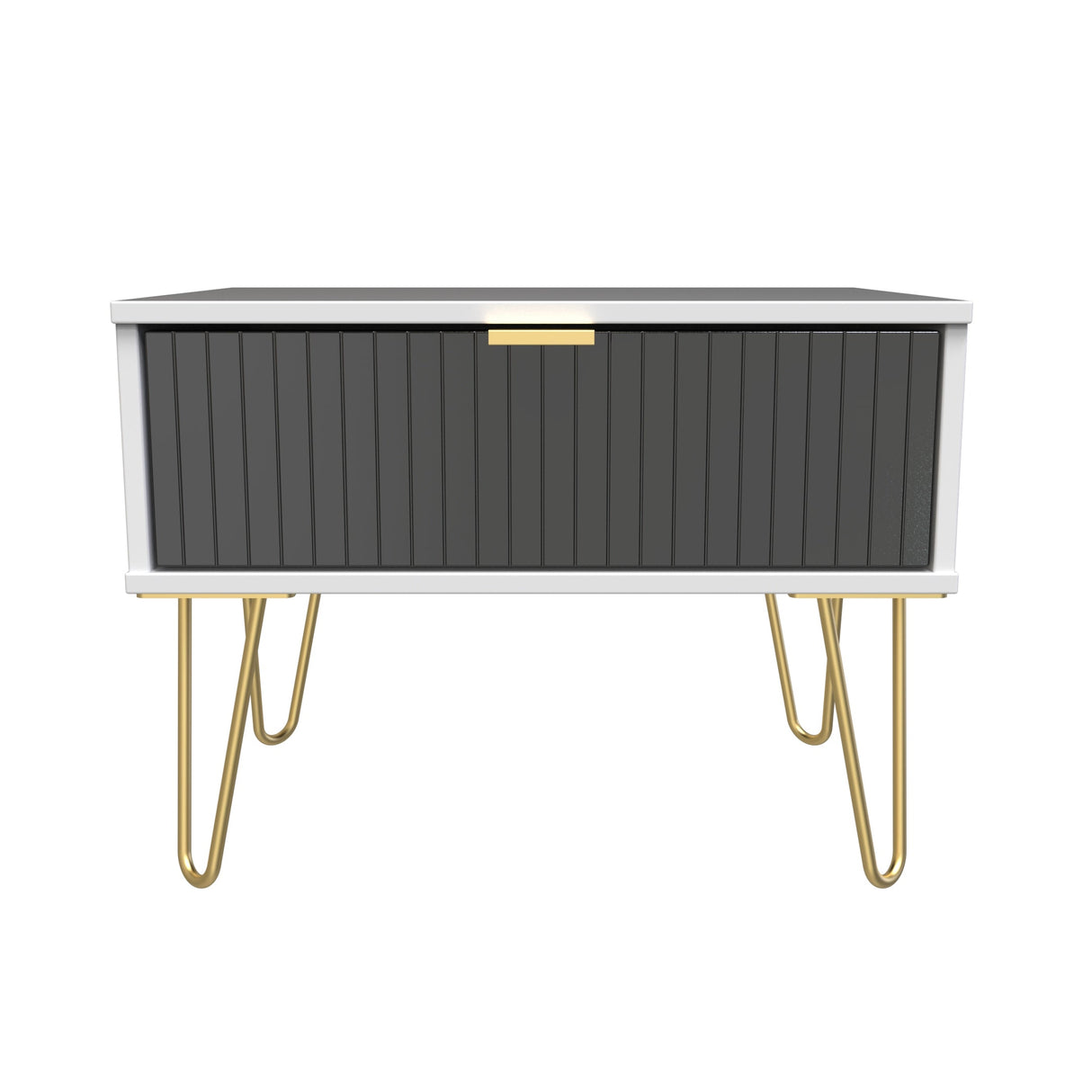 Linear 1 Drawer Midi Chest with Gold Hairpin Legs - Welcome Furniture