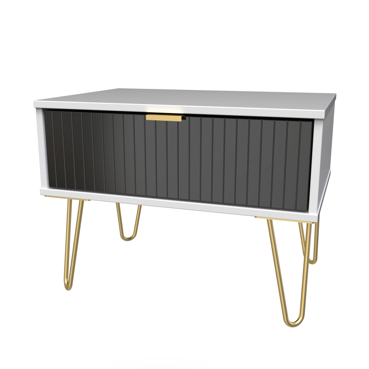 Linear 1 Drawer Midi Chest with Gold Hairpin Legs - Welcome Furniture