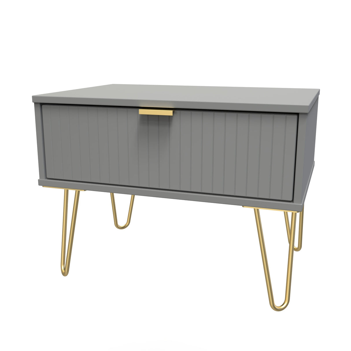 Linear 1 Drawer Midi Chest with Gold Hairpin Legs - Welcome Furniture